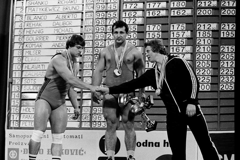 Zleva Jurij Zacharevič, Viktor Soc, Bruno Matykiewicz ME-ME 1982 Lublaň
